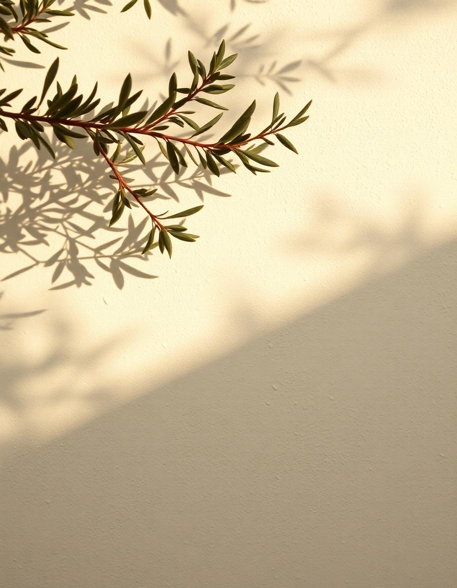 Olive branch shadows on stucco